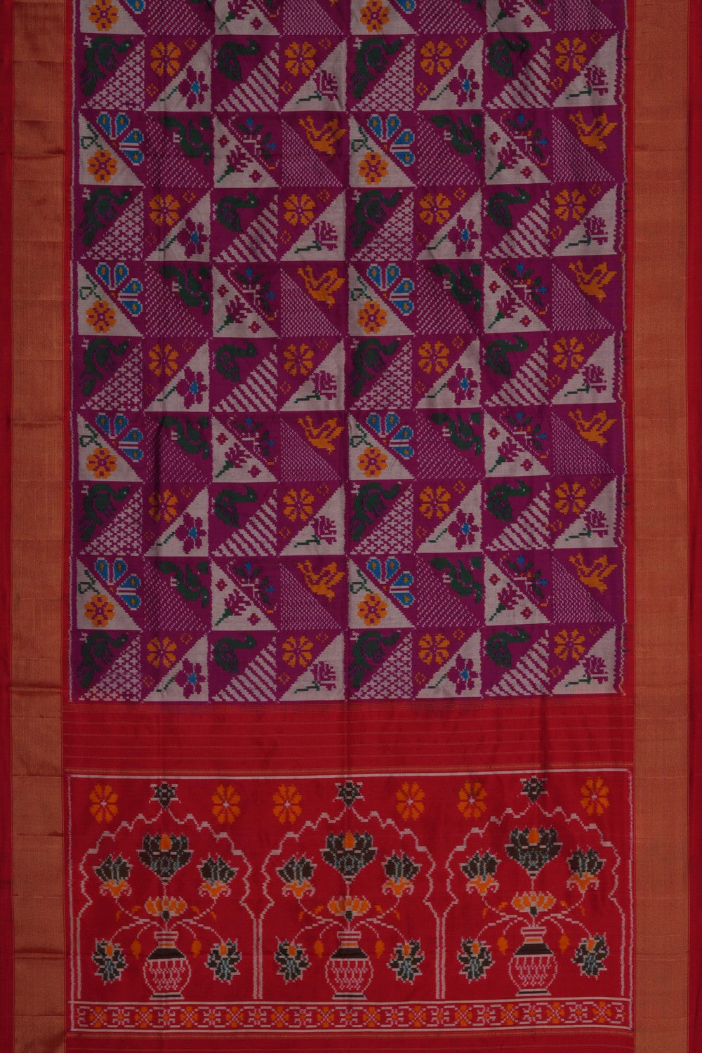 Image of Pochampally Ikat Silk Purple Saree